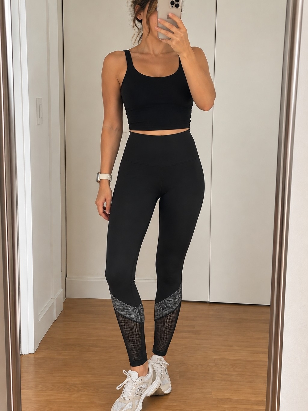 lululemon athletica Black High-Rise Leggings with Mesh & Grey Panels